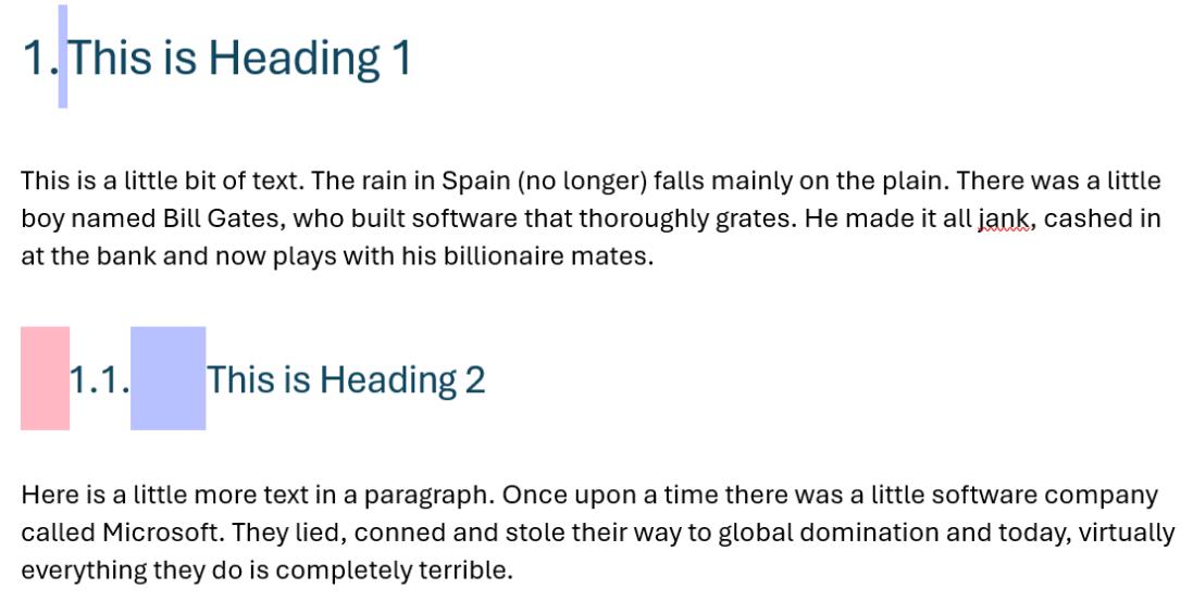 Default indentation in Word lists