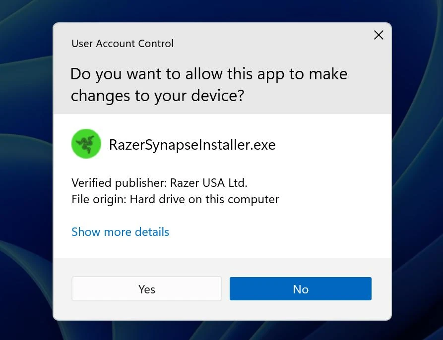Windows installer warning