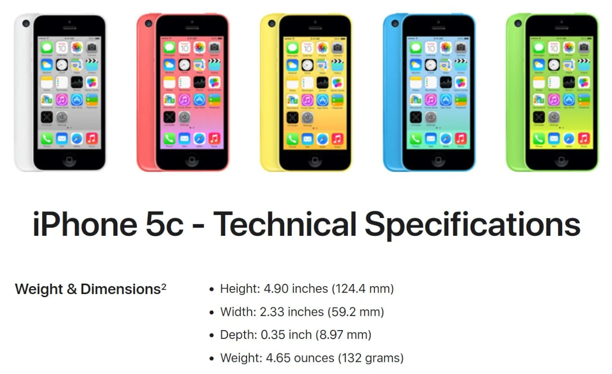 iphone 5c from apple support 8.97mm thick
