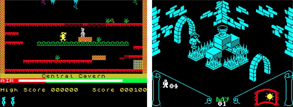 Manic Miner and Knight Lore on the Sinclair Spectrum