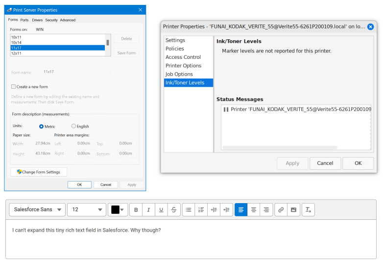 Windows, Linux Mint (Cinnamon), Salesforce non-expandable text boxes.
